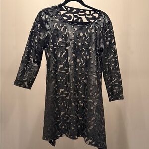 Black Sheer Cutout Tunic Top